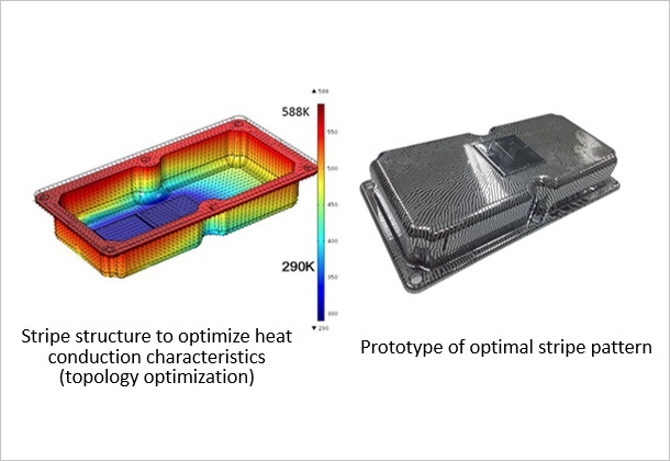 (Figure 3)Stripe structure to optimize heat conduction characteristics(topology optimization) / Prototype of optimal stripe pattern 
